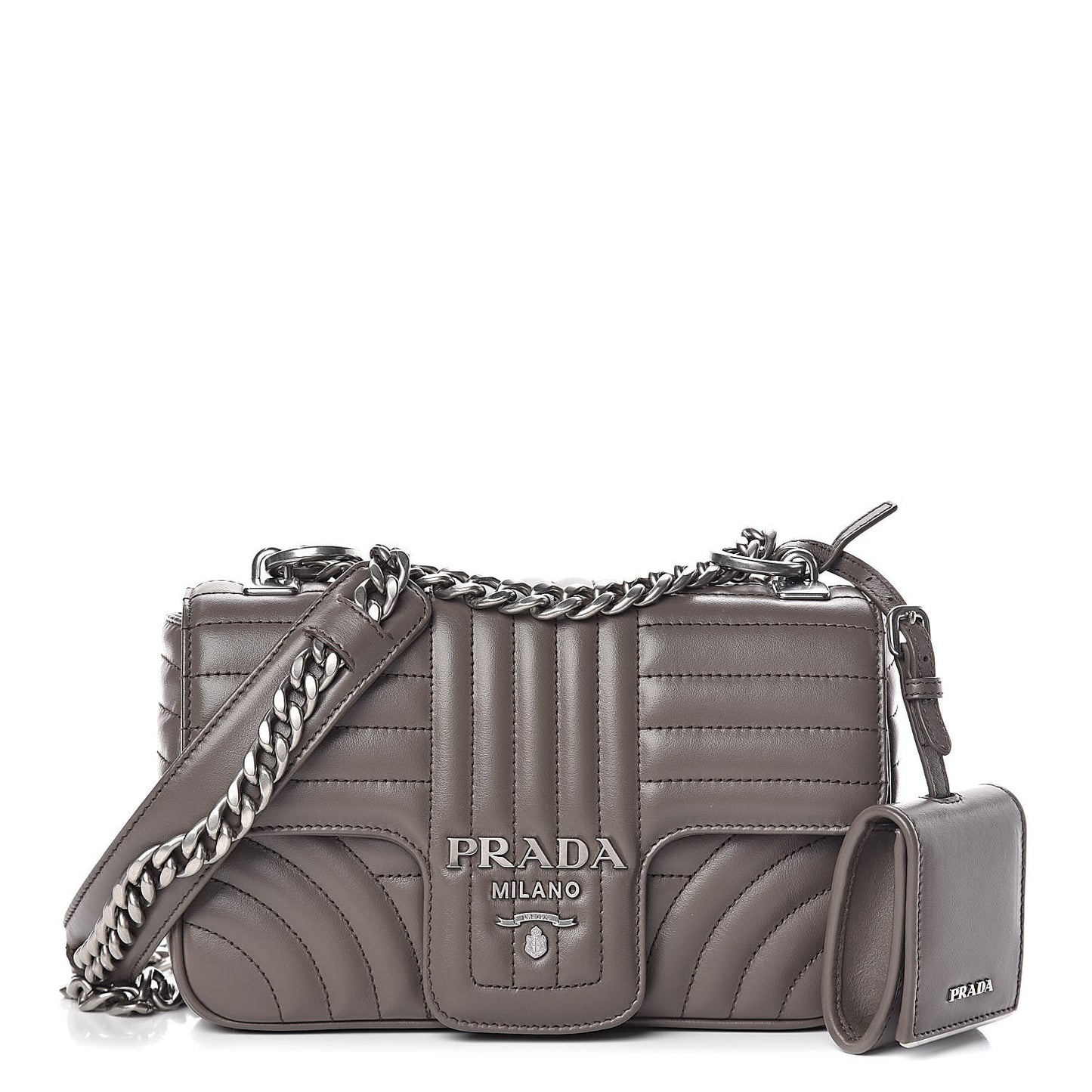Soft Calfskin Impunture Diagramme Small Chain Flap Shoulder Bag Bambu