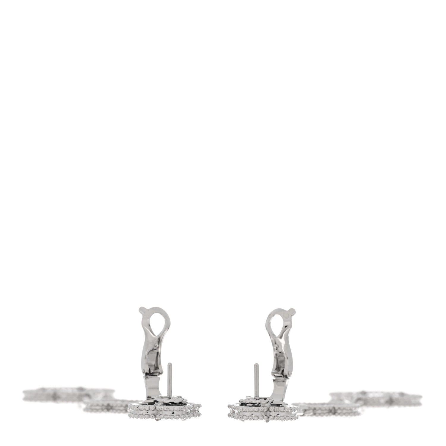 Van Cleef & Arpels 18K White Gold Diamond Black Onyx Magic Alhambra 3 Motifs Earrings 3 of 5