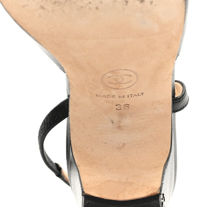 Chanel Lambskin Patent Cap Toe CC Slingback Pumps 36 Black 7 of 9