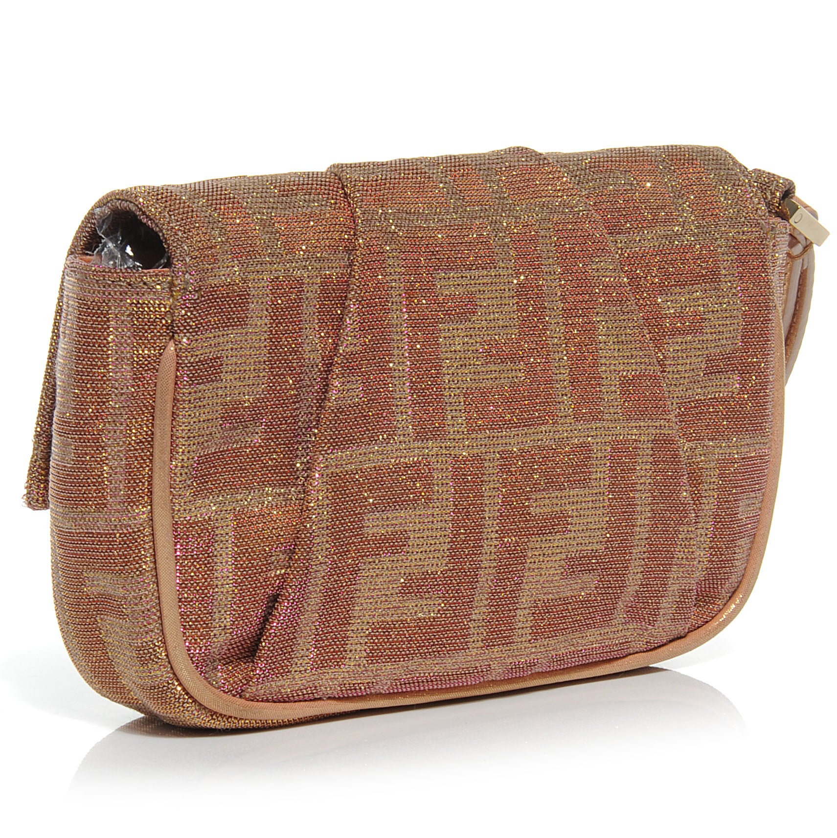 Fendi Metallic Lurex Zucca Wristlet Arancio 3 of 9