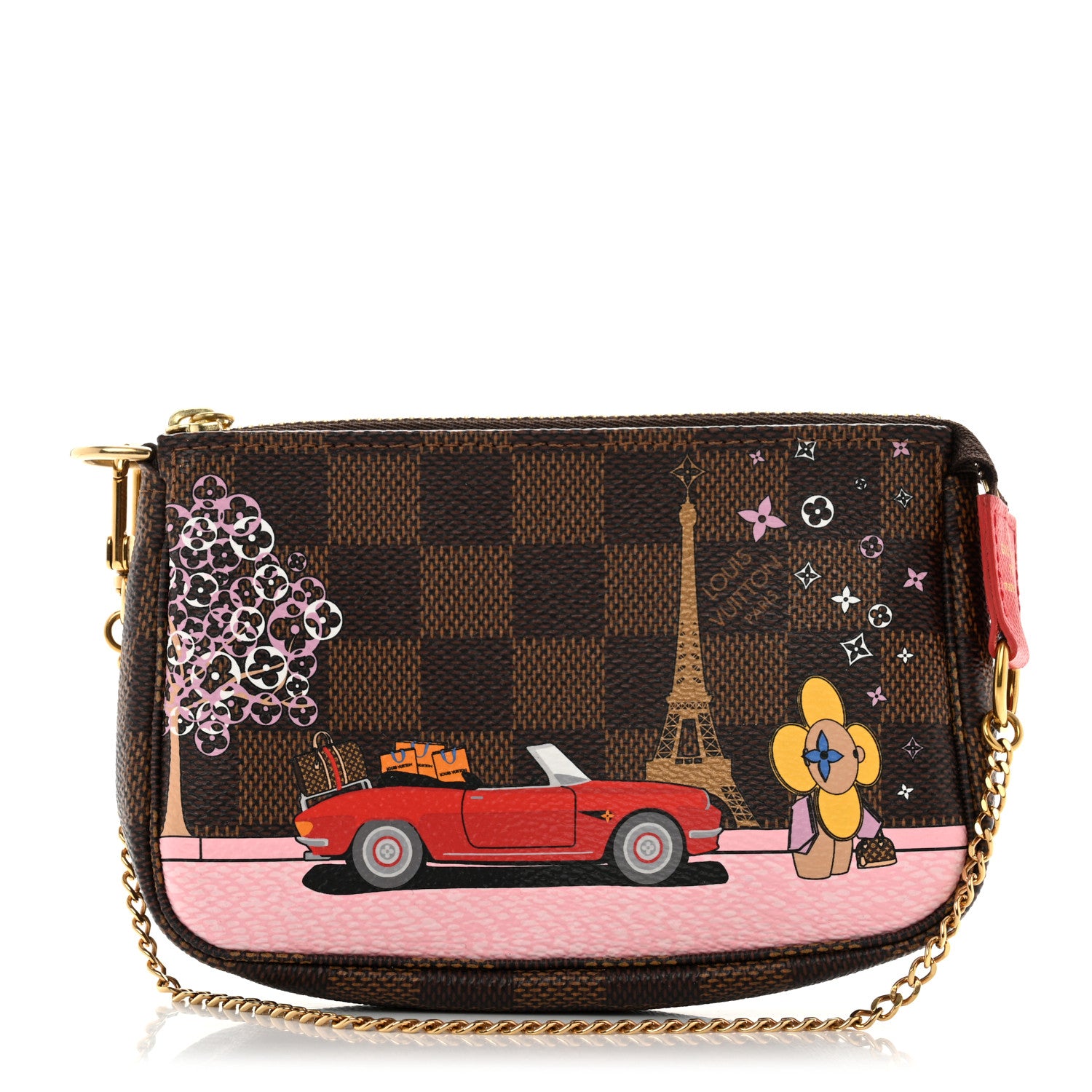 Louis Vuitton Damier Ebene 2019 Christmas Animation Mini Pochette Accessories Red 1 of 9