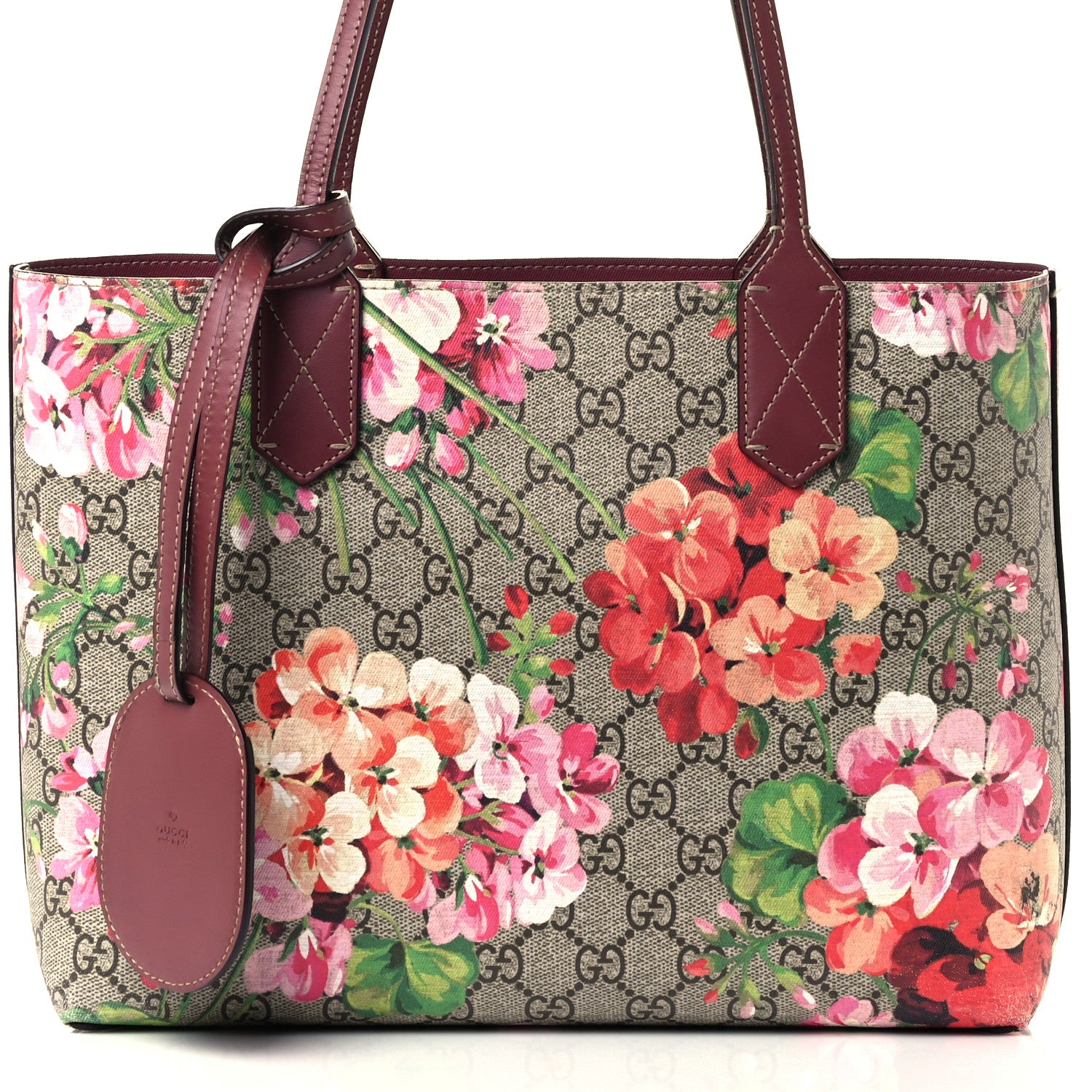 Gucci GG Supreme Monogram Blooms Medium Reversible Tote Beige Multicolor Dry Rose 9 of 11