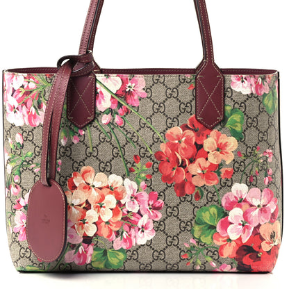 Gucci GG Supreme Monogram Blooms Medium Reversible Tote Beige Multicolor Dry Rose 9 of 11