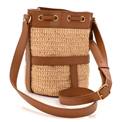 Saint Laurent Raffia Calfskin Seau Bucket Naturel Brick 3 of 10