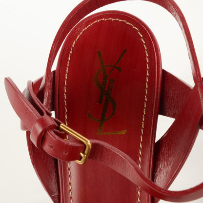 Saint Laurent Leather Tribute 75 Platform Sandals 41 Cuoio Paint Deep Red 5 of 6