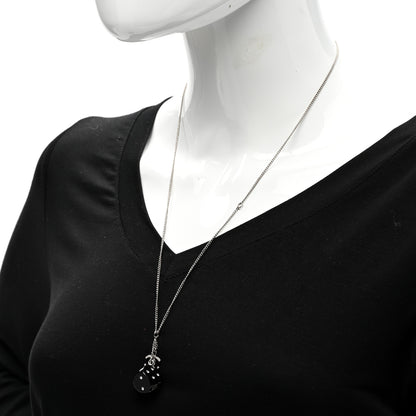 Chanel Resin Crystal CC Dice Necklace Black Silver 2 of 7