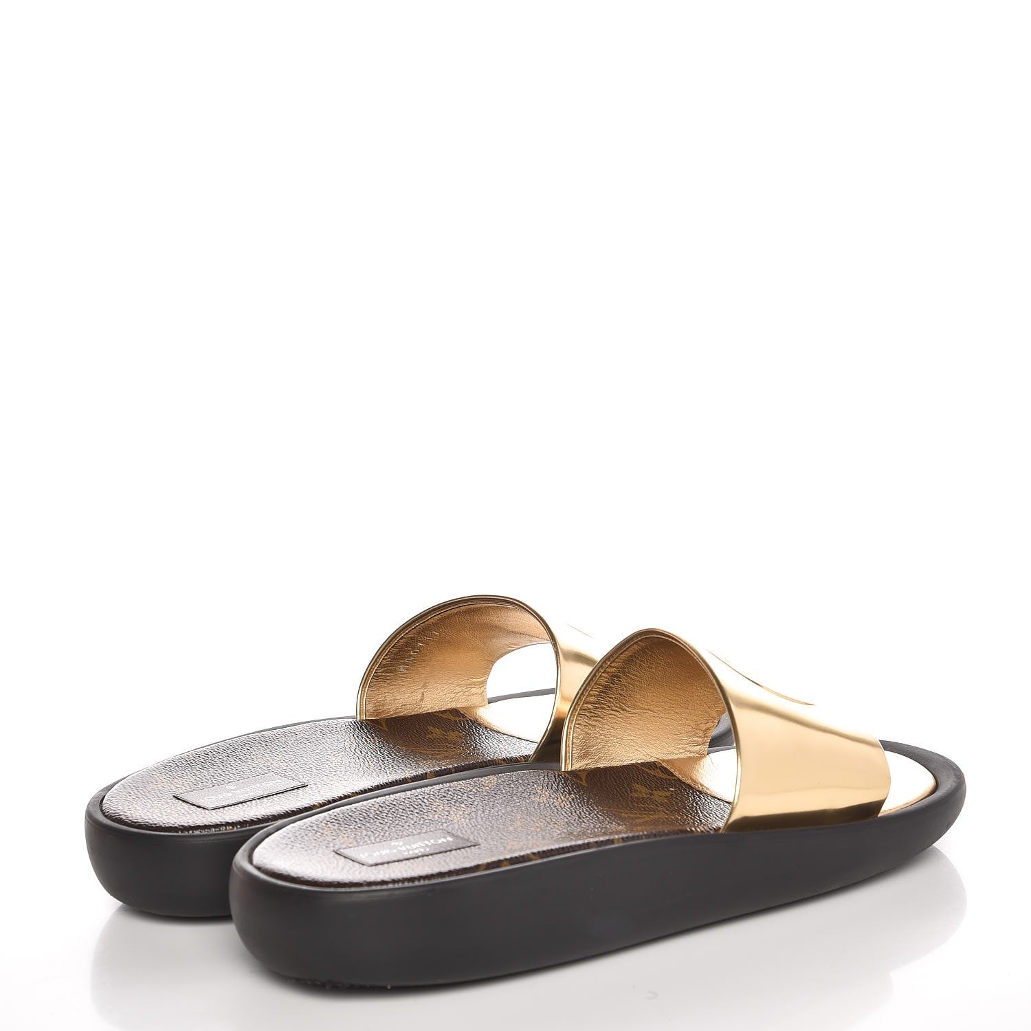 Louis Vuitton Calfskin Monogram Metallic Sunbath Slide Sandals 40 Gold 4 of 13