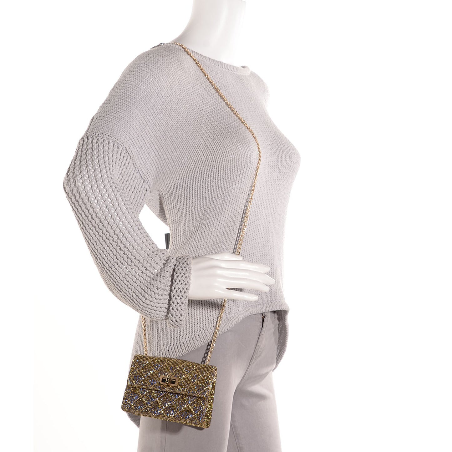 Crystal Quilted Mademoiselle Evening Flap Gold