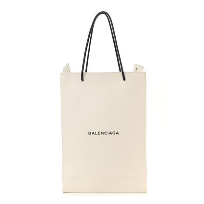 Balenciaga Calfskin Medium Logo North South Shopping Tote White 1 of 9