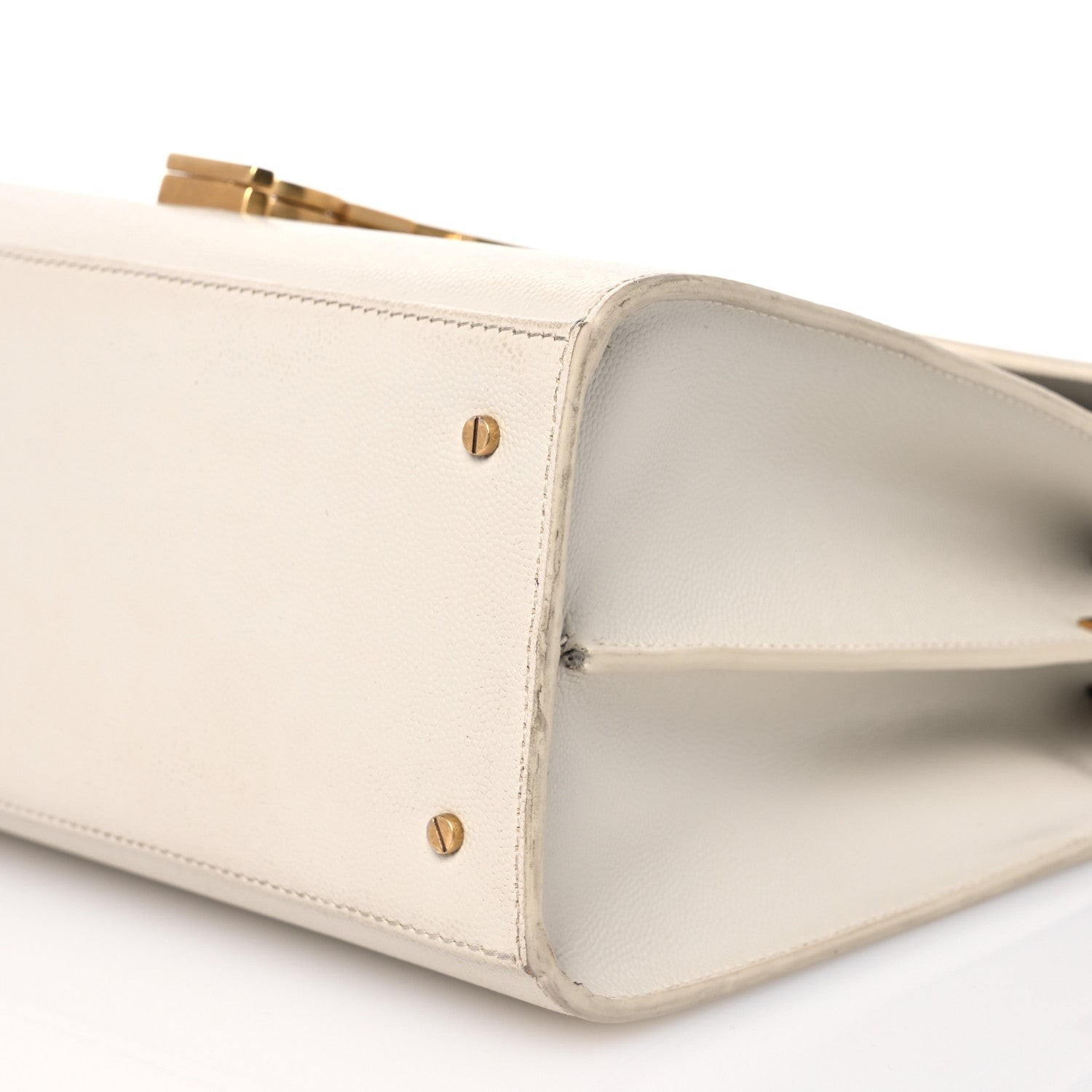 Saint Laurent Grain de Poudre Medium Classic Monogram Cassandra Top Handle Crema Soft Rouge Legion 12 of 20