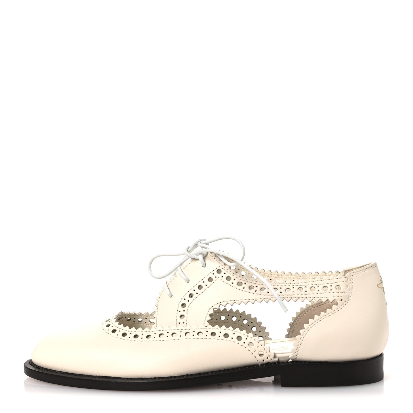 Calfskin Cut Out Teddy-D Oxford Flats 36 Off White
