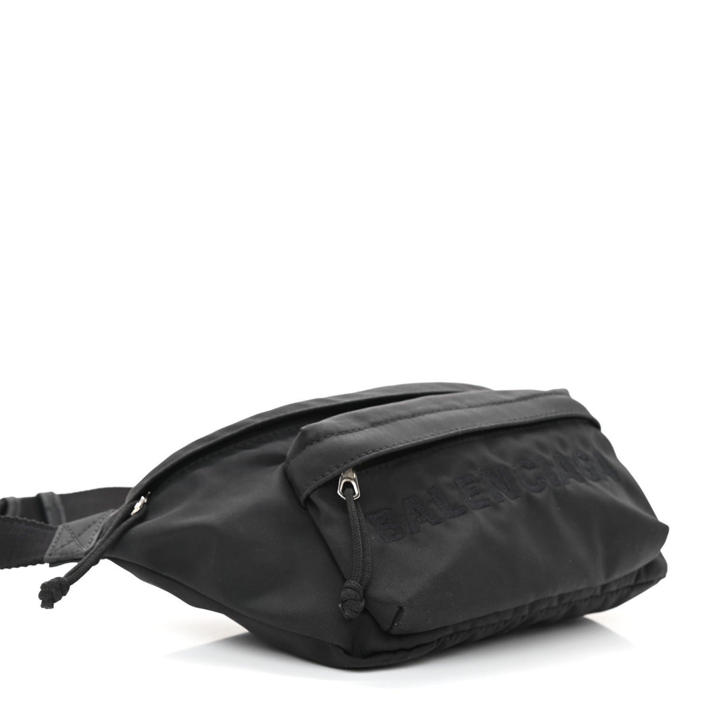 Textured Sport Nylon Logo Embroidered Wheel Beltpack Black