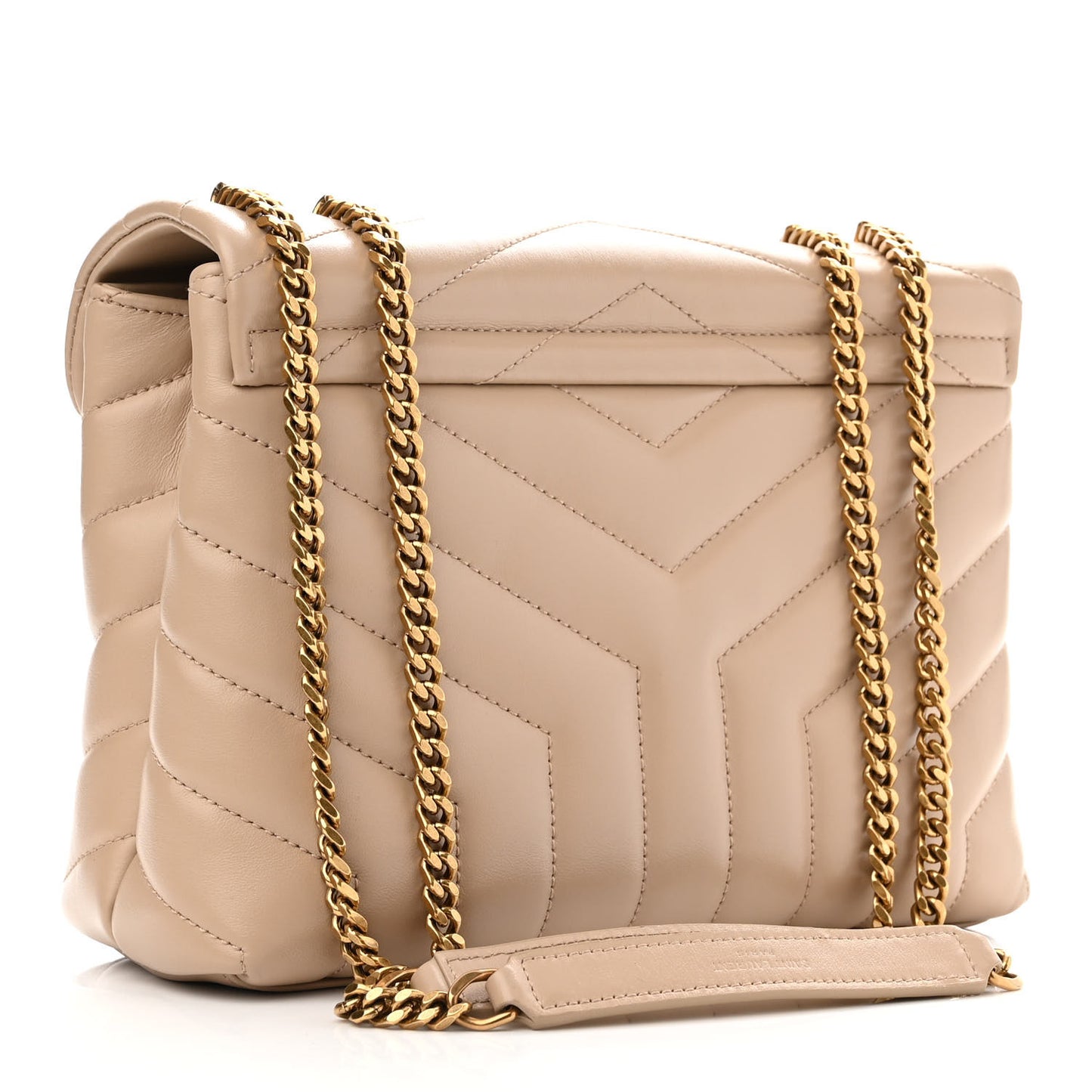 Calfskin Y Quilted Monogram Small Loulou Chain Satchel Dark Beige