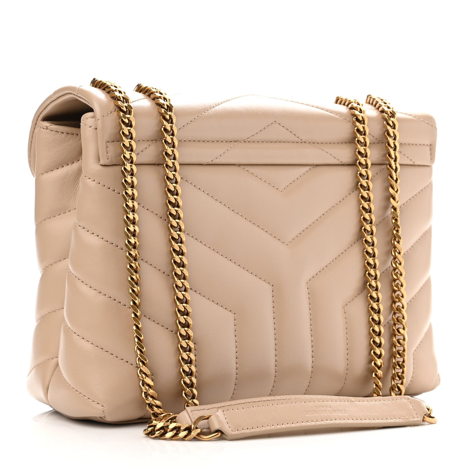 Saint Laurent Calfskin Y Quilted Monogram Small Loulou Chain Satchel Dark Beige 3 of 11