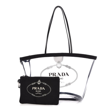 Prada Plexiglass Canapa Shopper Tote Black 1 of 8