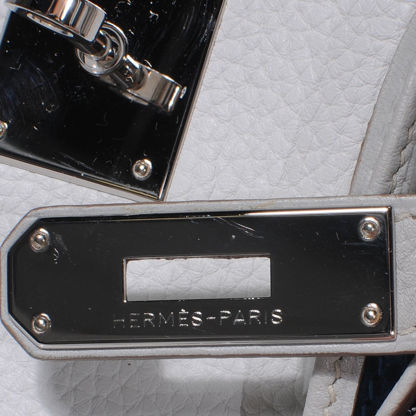 Taurillon Clemence Lizard Club Birkin 35 Gris Perle White Mykonos