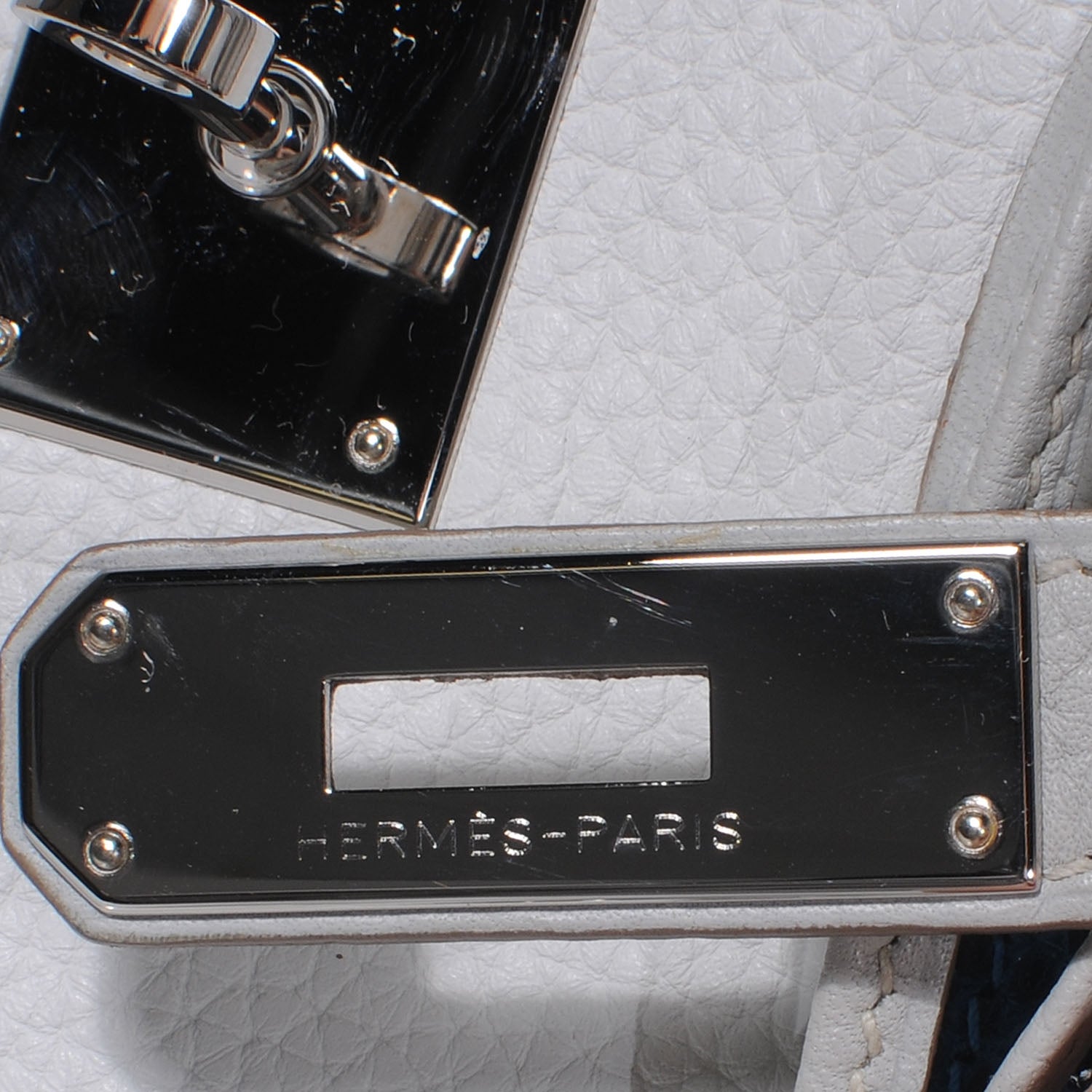 Hermes Taurillon Clemence Lizard Club Birkin 35 Gris Perle White Mykonos 8 of 11