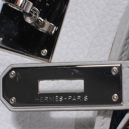 Hermes Taurillon Clemence Lizard Club Birkin 35 Gris Perle White Mykonos 8 of 11