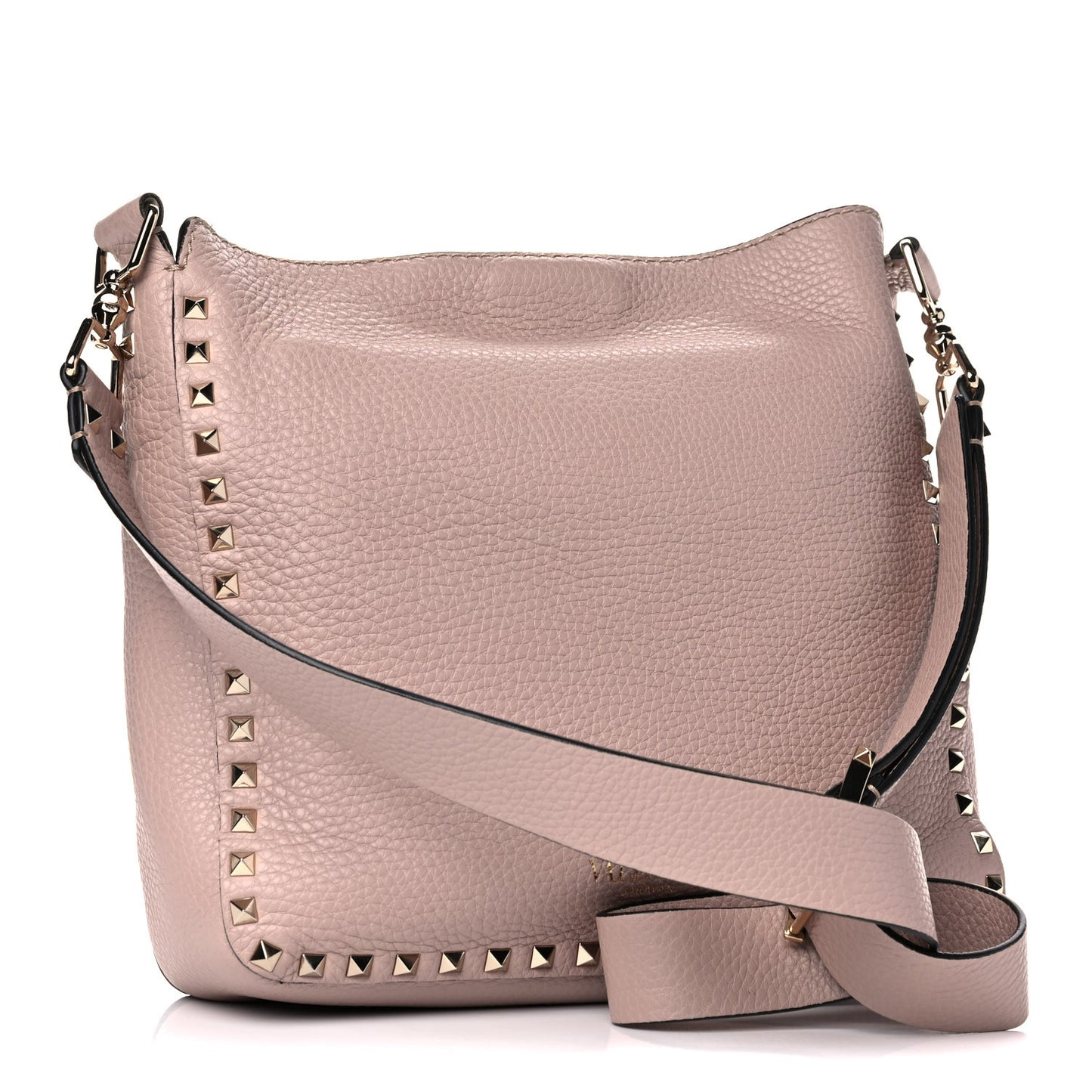 Pebbled Calfskin Small Rockstud Flip-Lock Messenger Bag Poudre