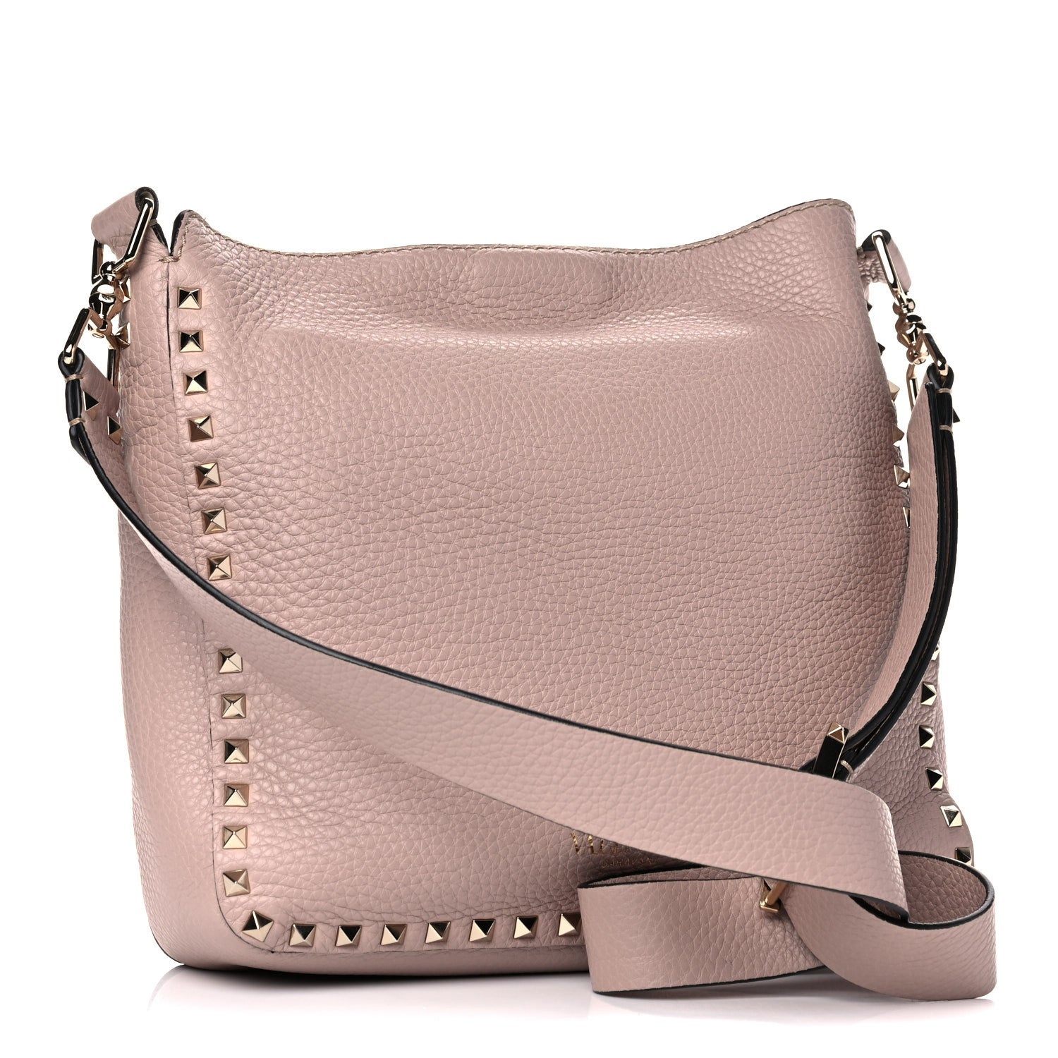 Valentino Garavani Pebbled Calfskin Small Rockstud Flip-Lock Messenger Bag Poudre 2 of 15