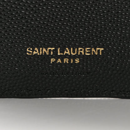 Saint Laurent Grain De Poudre Matelasse Chevron Monogram Zipped Card Case Black 6 of 13