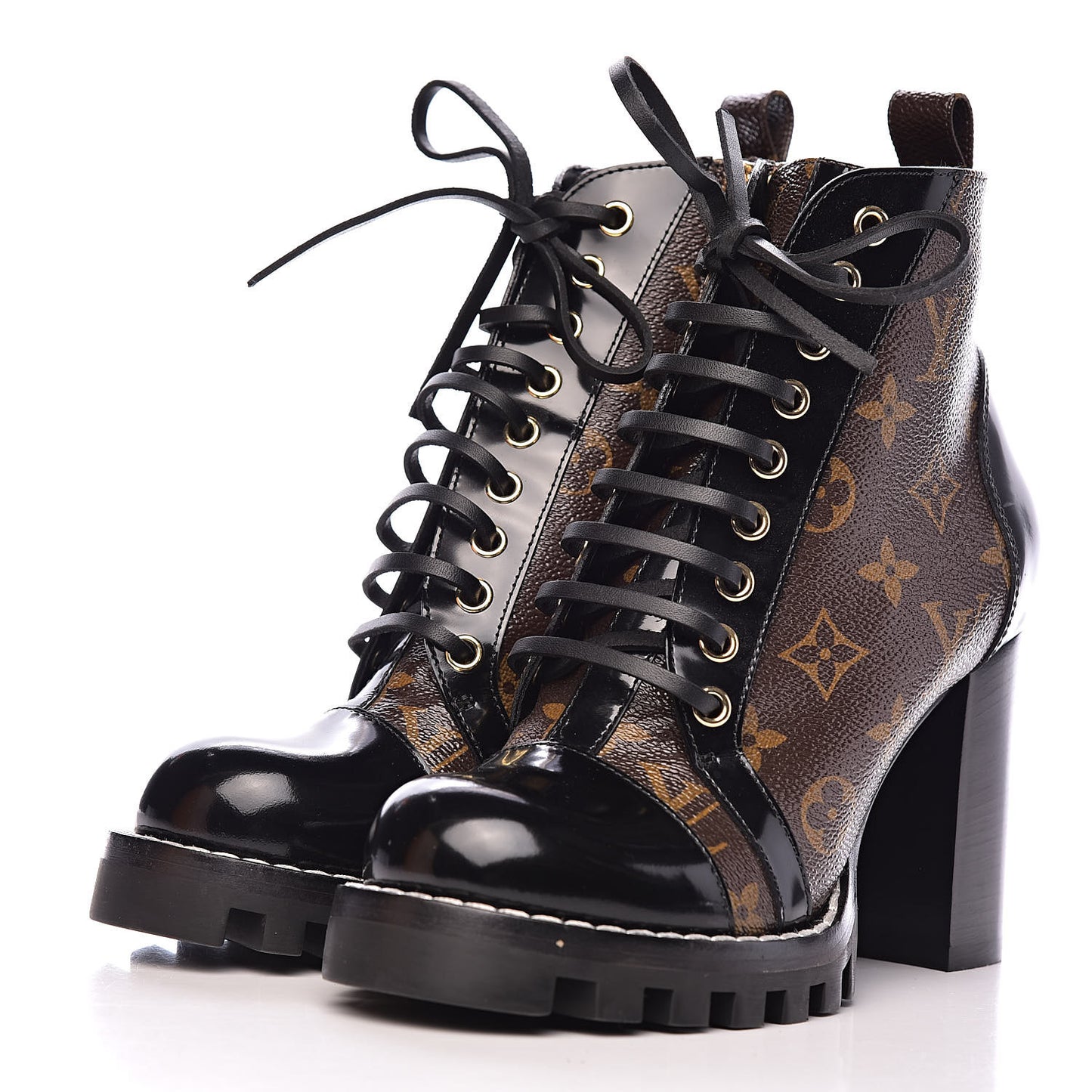 Patent Calfskin Monogram Star Trail Ankle Boots 36.5 Black