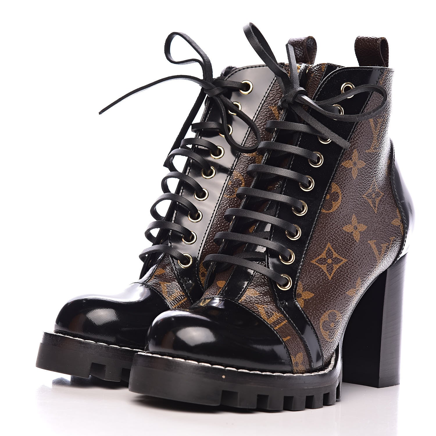 Louis Vuitton Patent Calfskin Monogram Star Trail Ankle Boots 36.5 Black 3 of 12