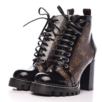 Louis Vuitton Patent Calfskin Monogram Star Trail Ankle Boots 36.5 Black 3 of 12