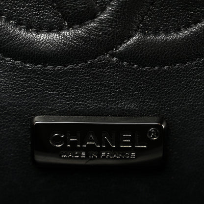 Chanel Satin Sequin Embroidered Medium Double Flap Black 6 of 12