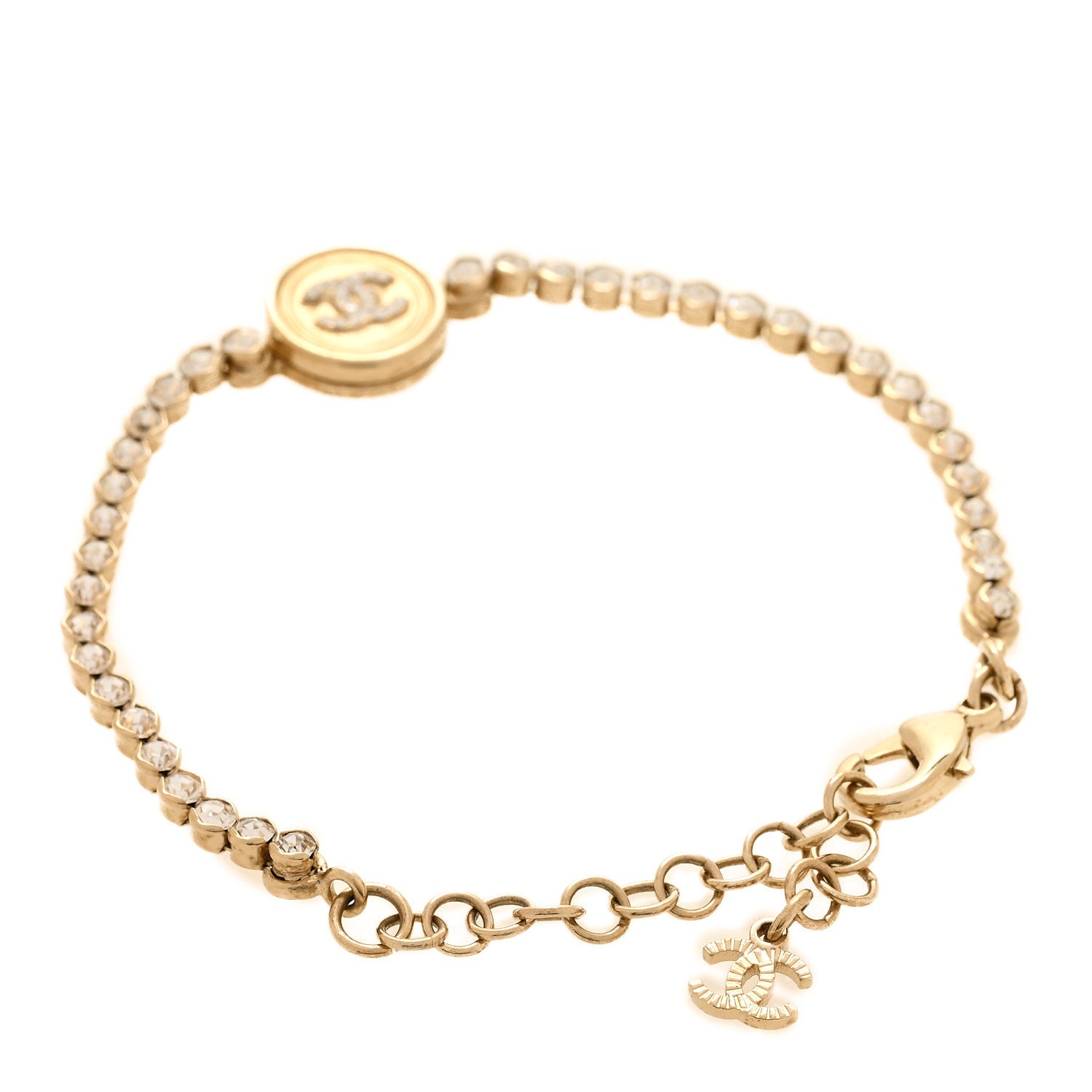 Chanel Crystal CC Chain Bracelet Gold 3 of 5