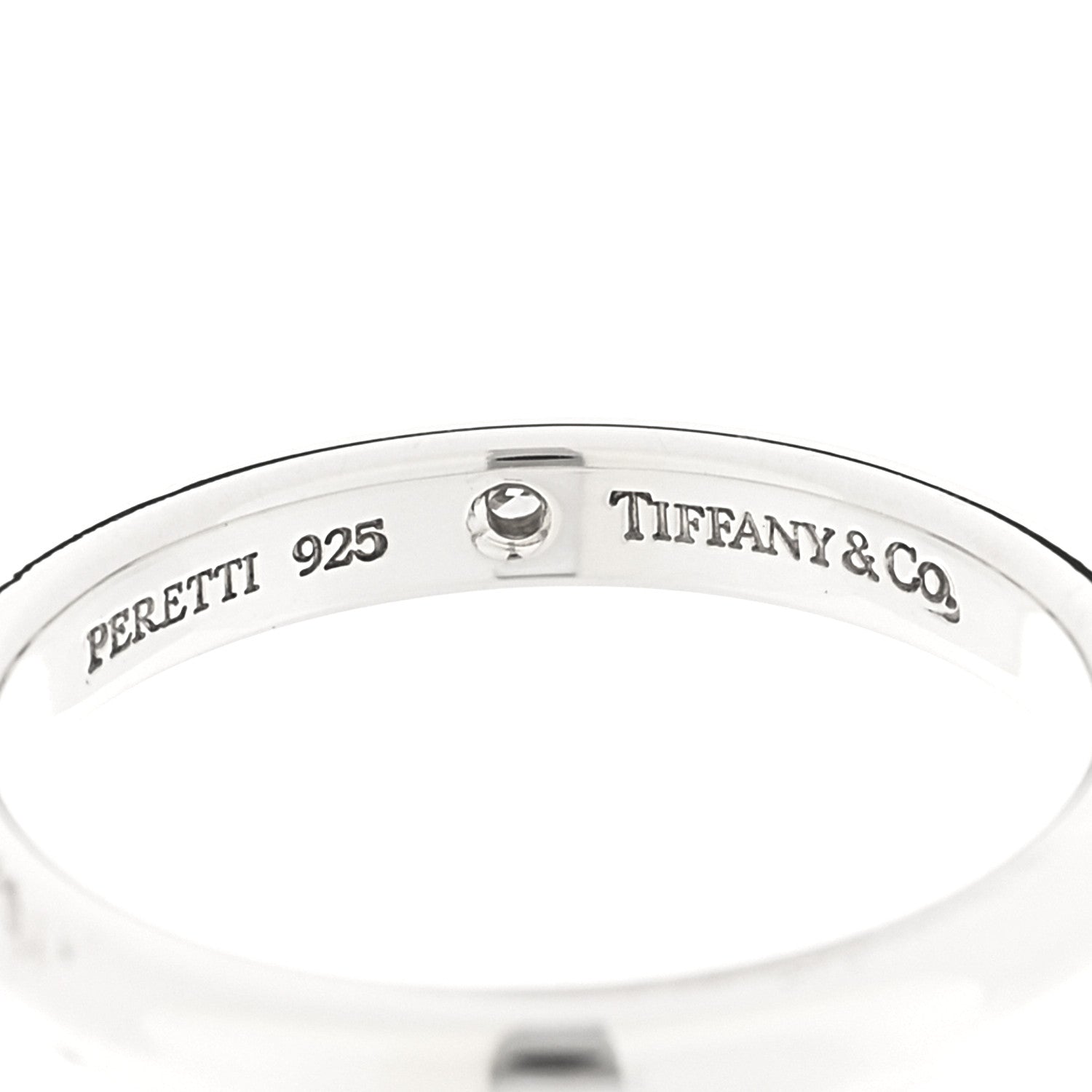 Tiffany Sterling Silver Diamond Elsa Peretti Band Ring 54 7 4 of 4