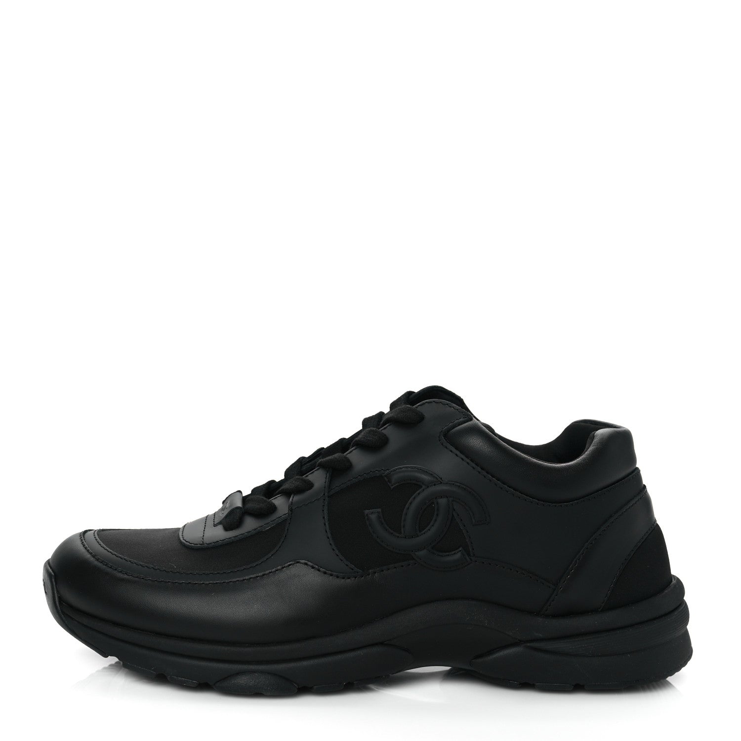 Chanel Calfskin Lambskin CC Uniform Sneakers 40 Black 1 of 8