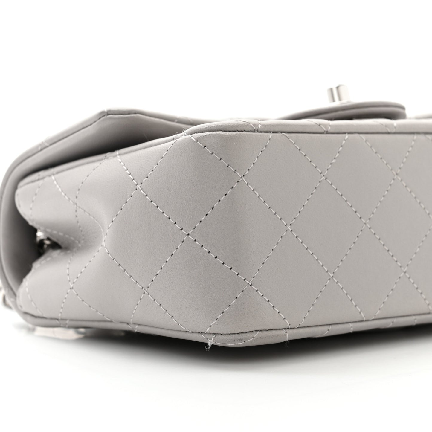 Lambskin Quilted Mini Rectangular Flap Grey