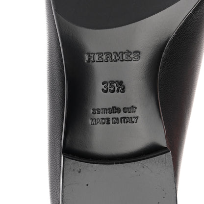 Hermes Goatskin Womens Royal Loafers 35.5 Black 7 of 9