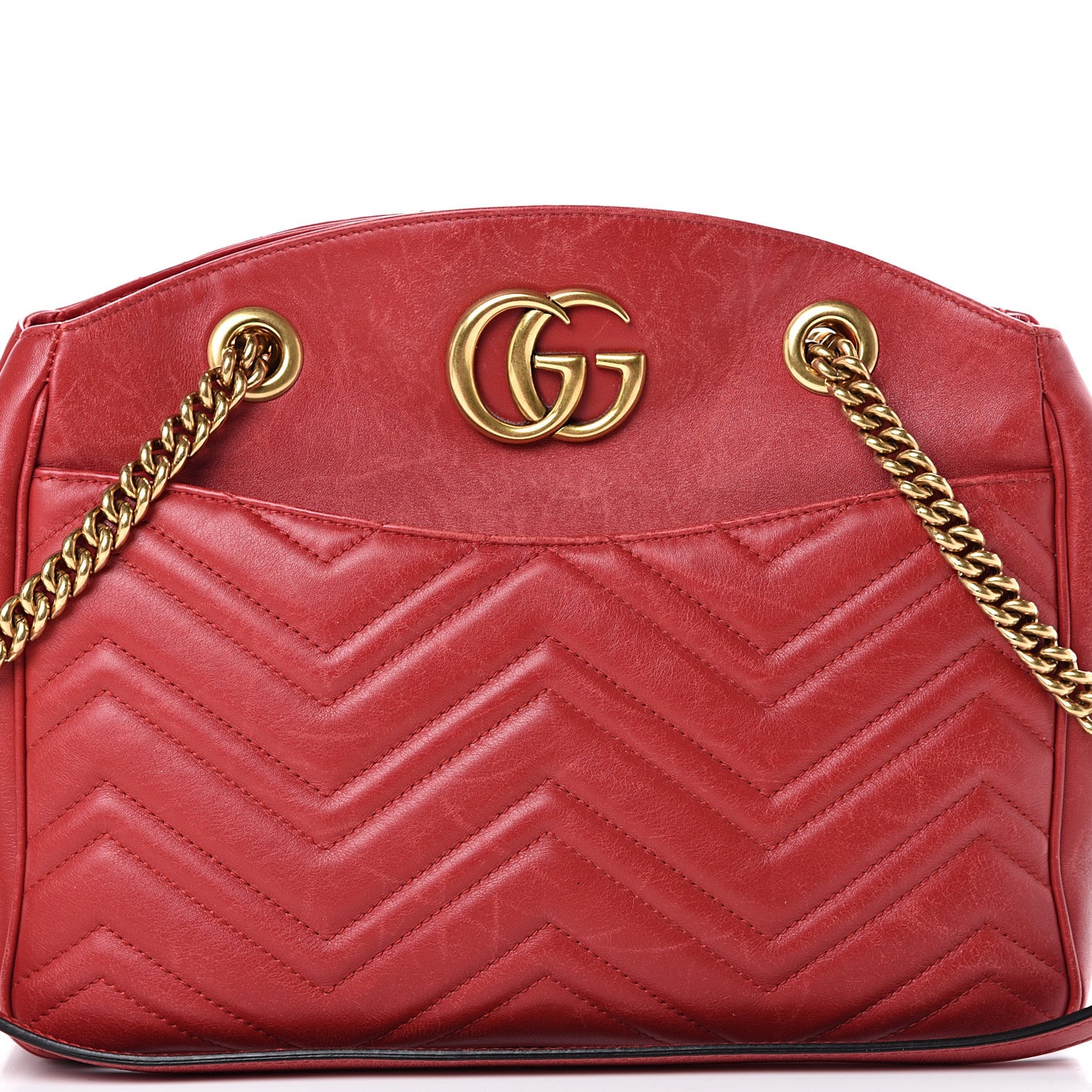 Calfskin Matelasse Medium GG Marmont Open Top Shoulder Bag Hibiscus Red