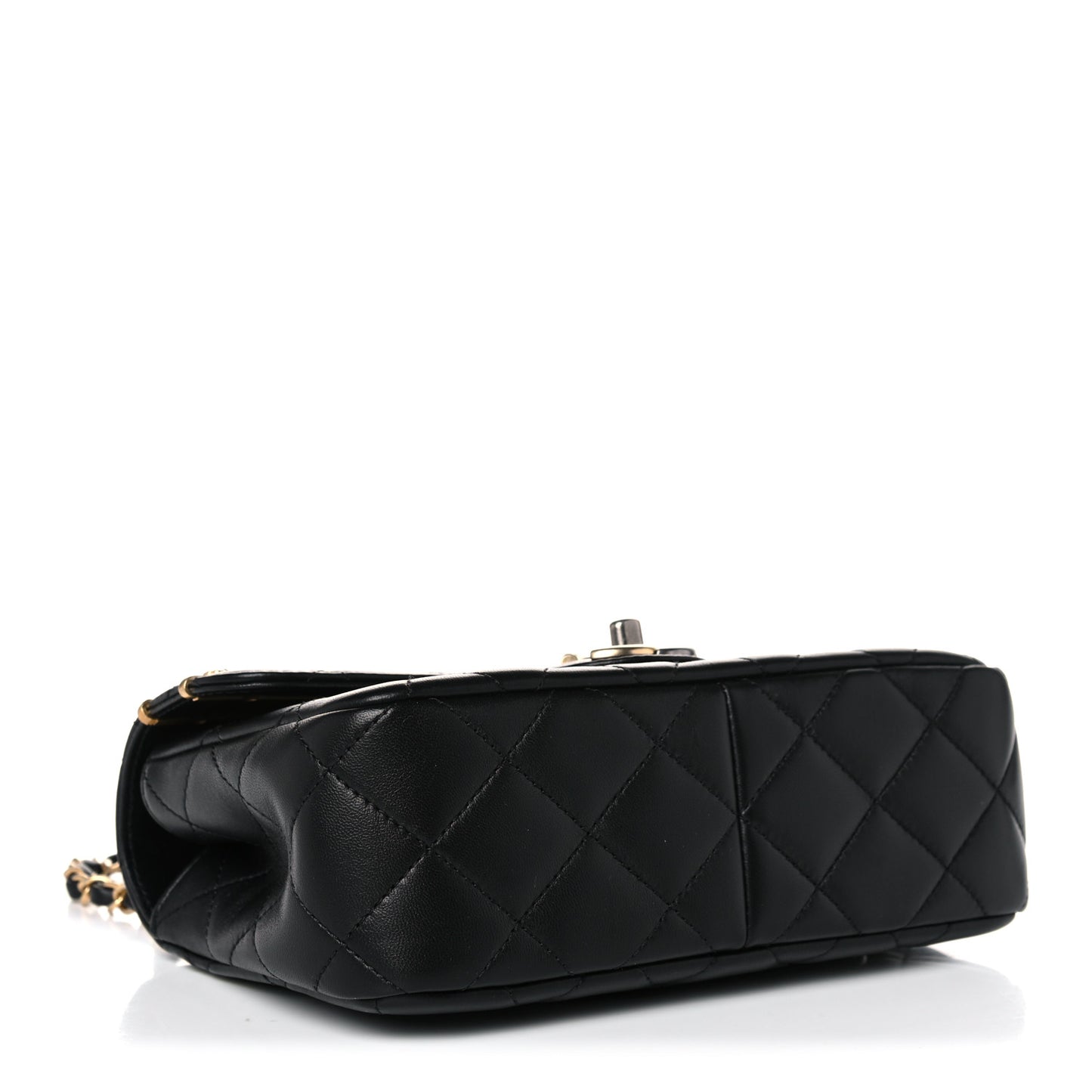 Lambskin Quilted Small Coco Clips Single Flap Black