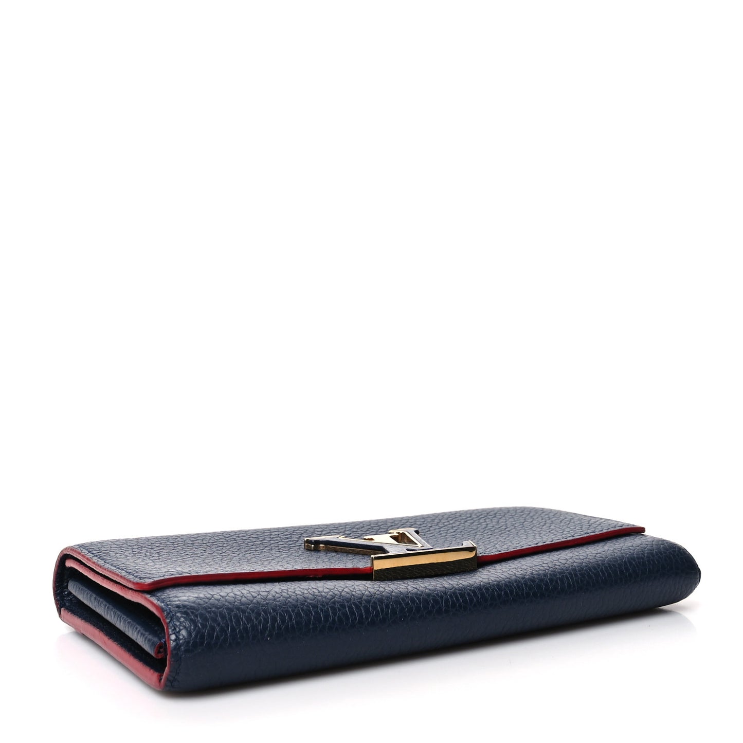 Taurillon Capucines Wallet Marine Rouge
