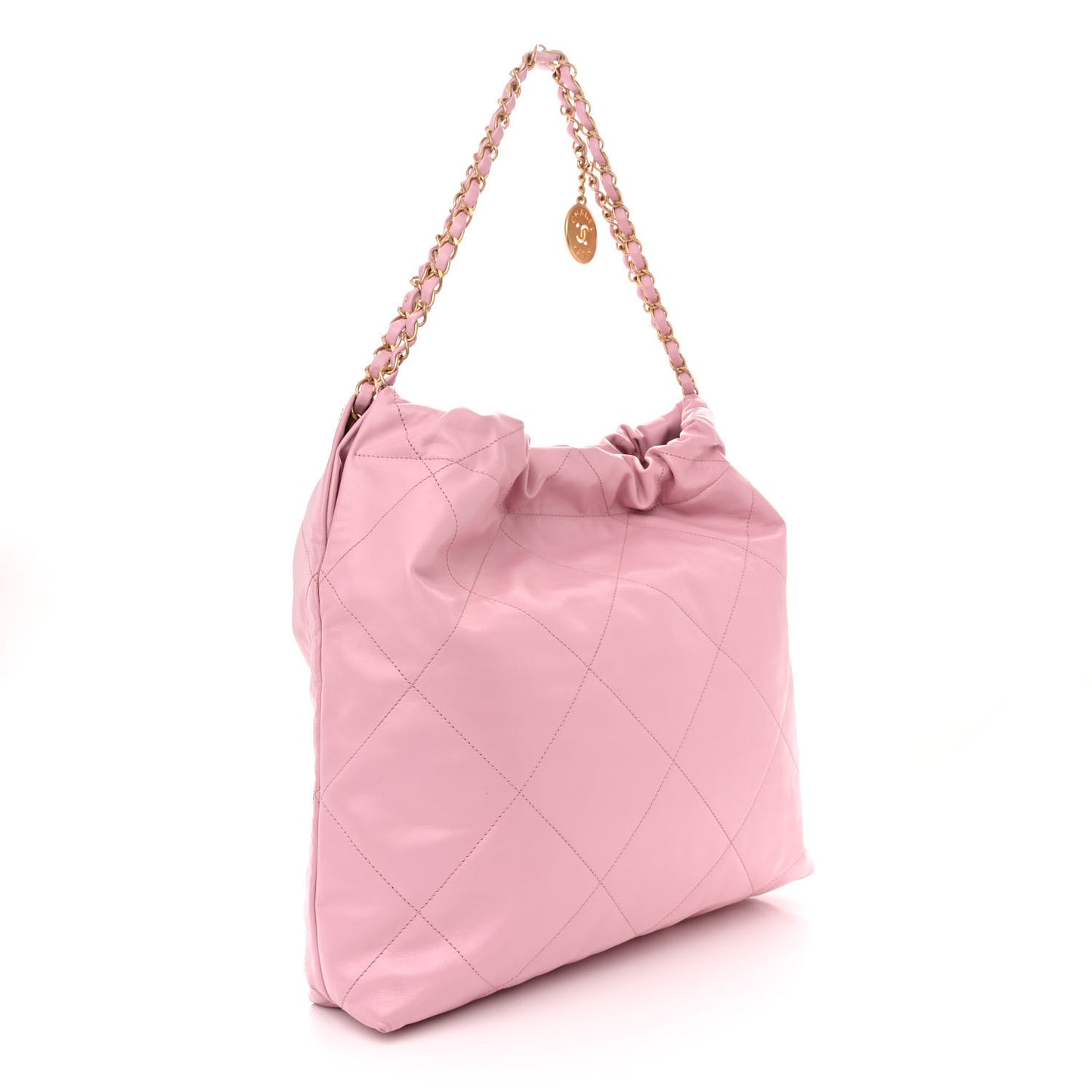 Shiny Calfskin Quilted Chanel 22 Pink