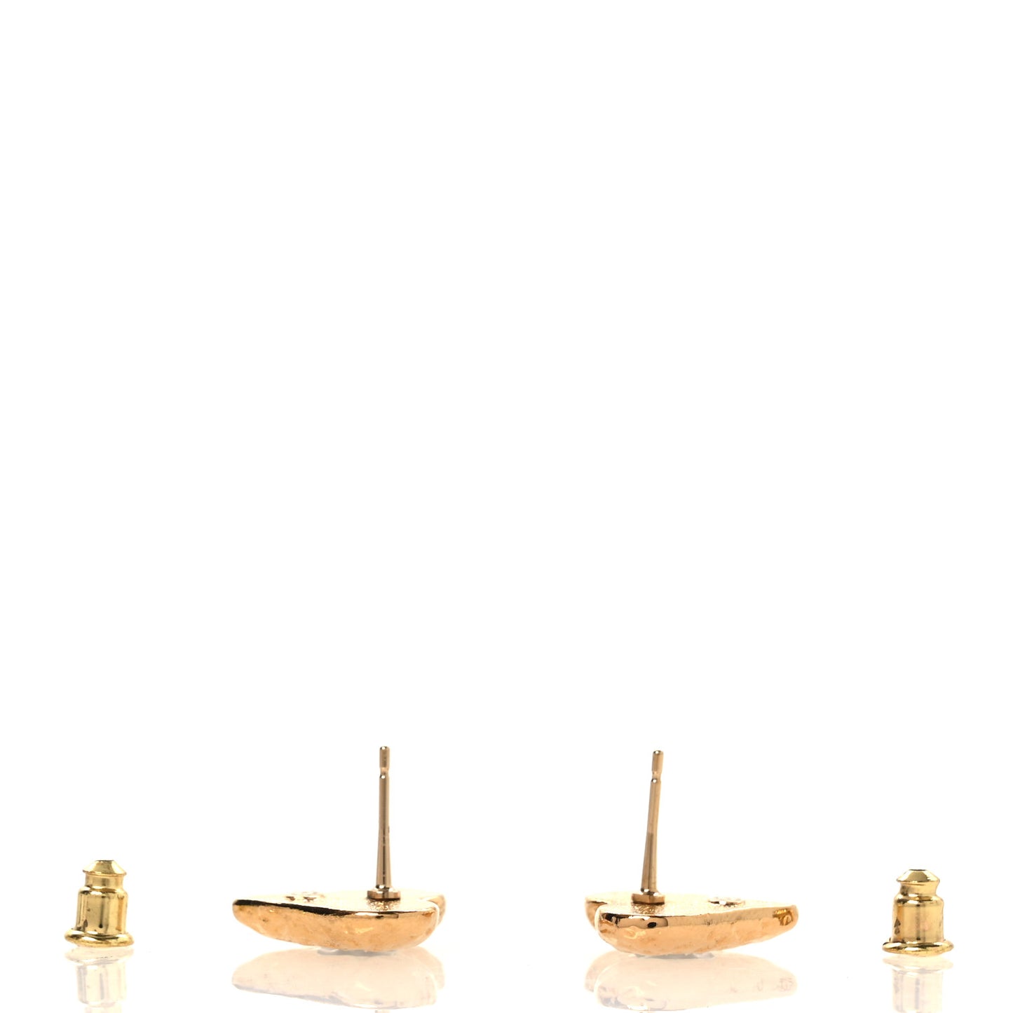 Metal Resin CC Heart Earrings Gold Black
