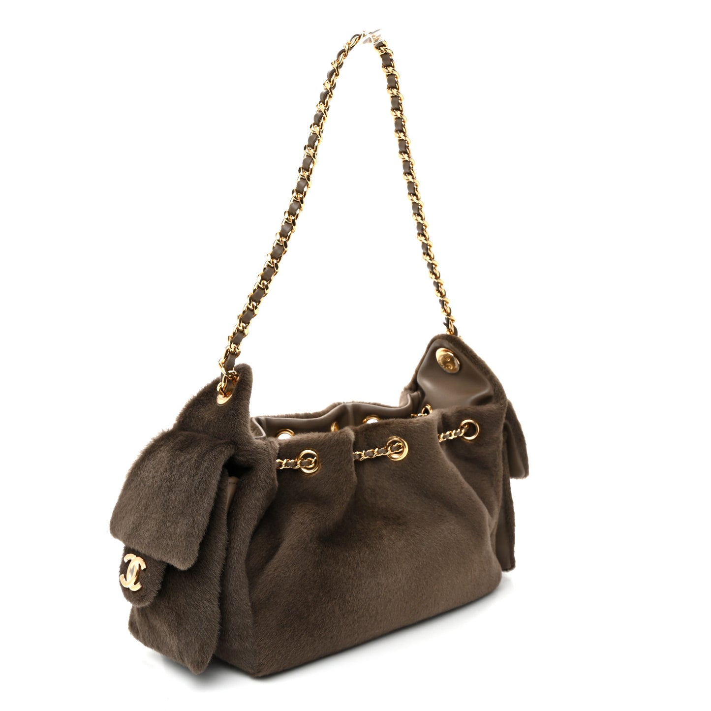 Pony Hair Mini Chanel 25 Handbag Dark Khaki