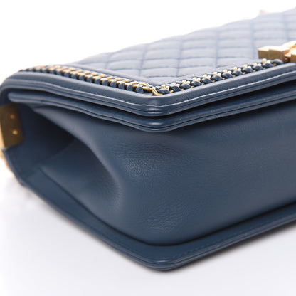 Chanel Calfskin Quilted Medium Top Handle Boy Flap Blue 8 of 11