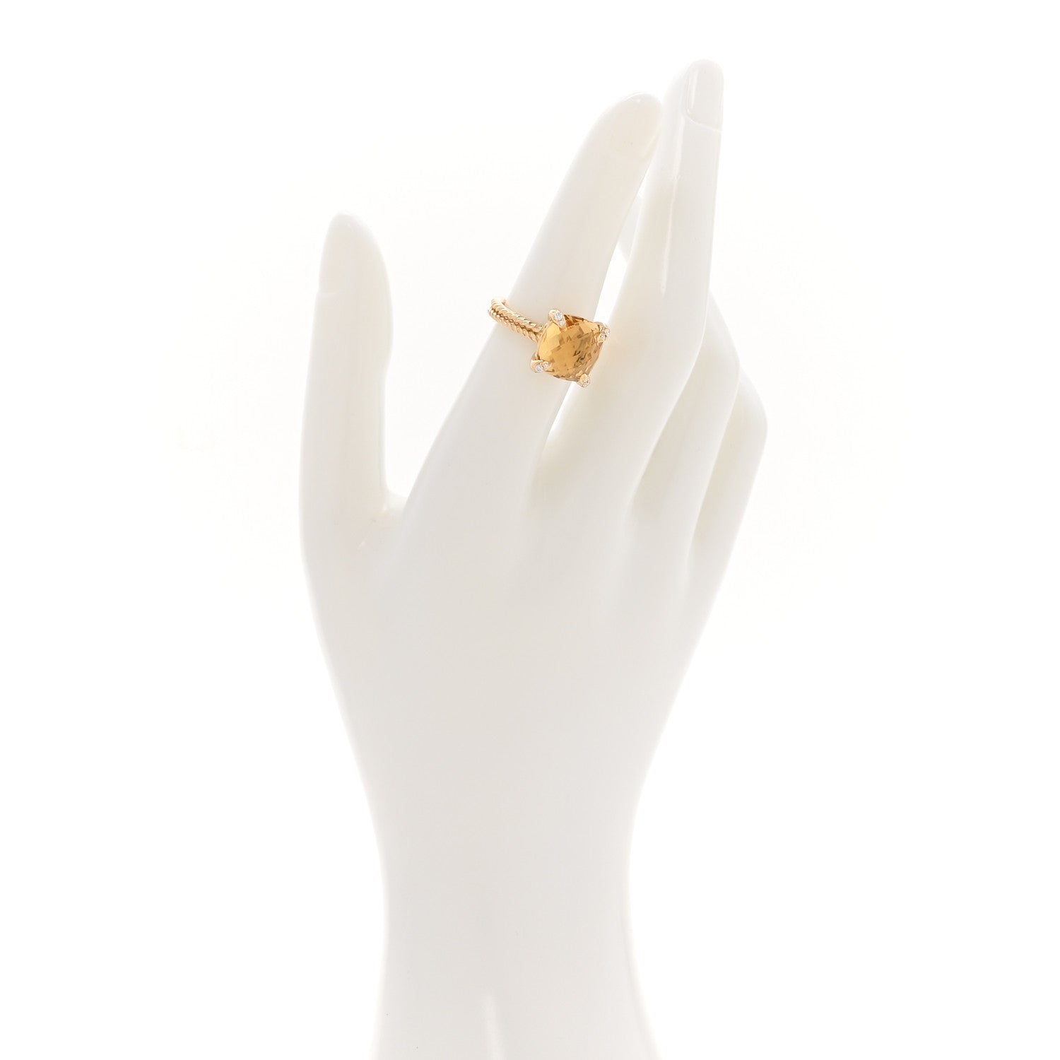 David Yurman 18K Yellow Gold Diamond Citrine 11mm Chatelaine Ring 47 4 2 of 4