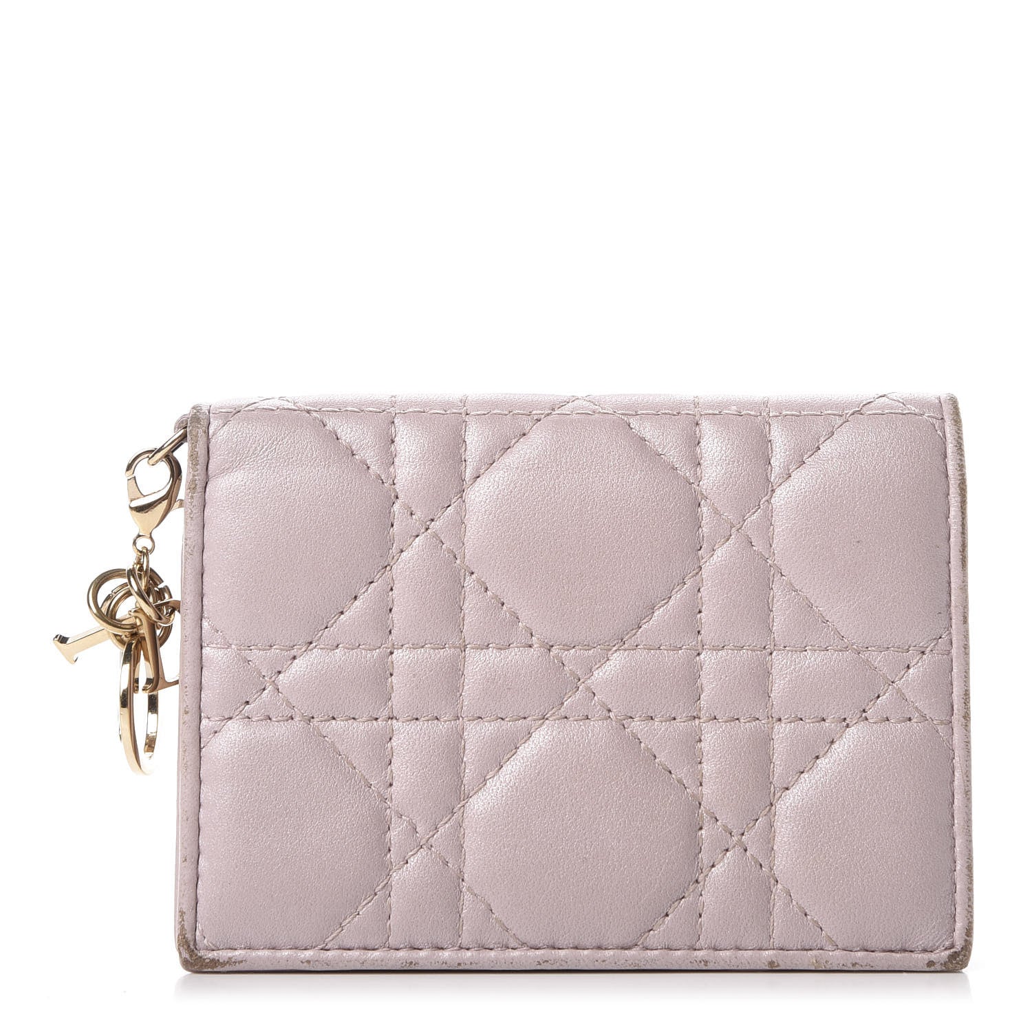Christian Dior Lambskin Cannage Small Lady Dior Flap Card Holder Light Pink 1 of 9