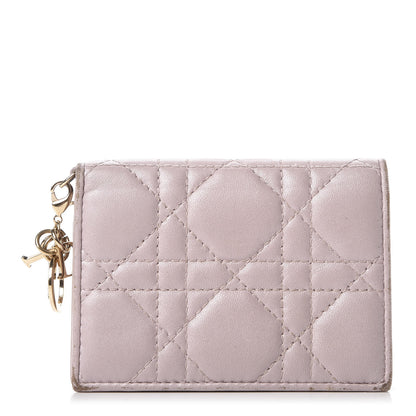 Christian Dior Lambskin Cannage Small Lady Dior Flap Card Holder Light Pink 1 of 9