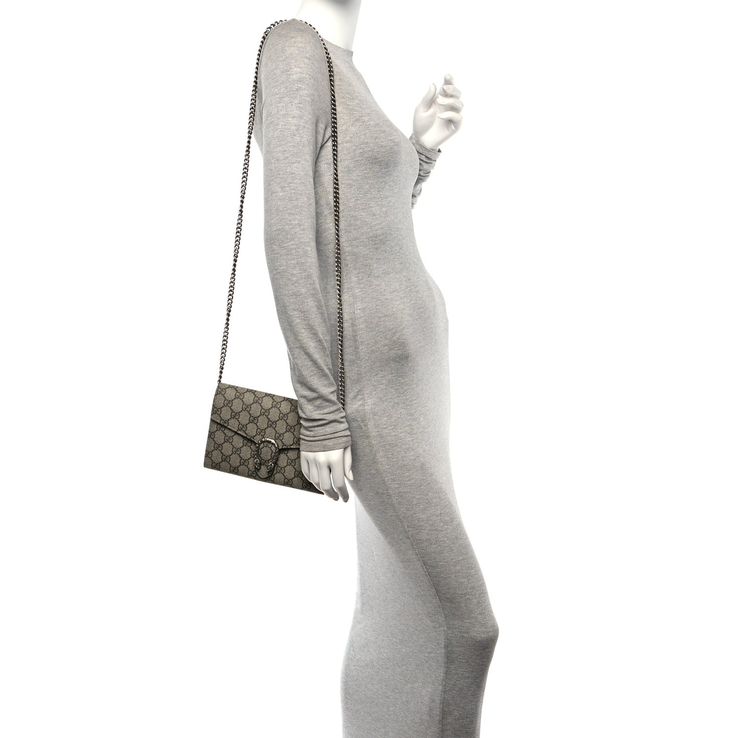 GG Supreme Monogram Mini Dionysus Chain Wallet Beige Taupe