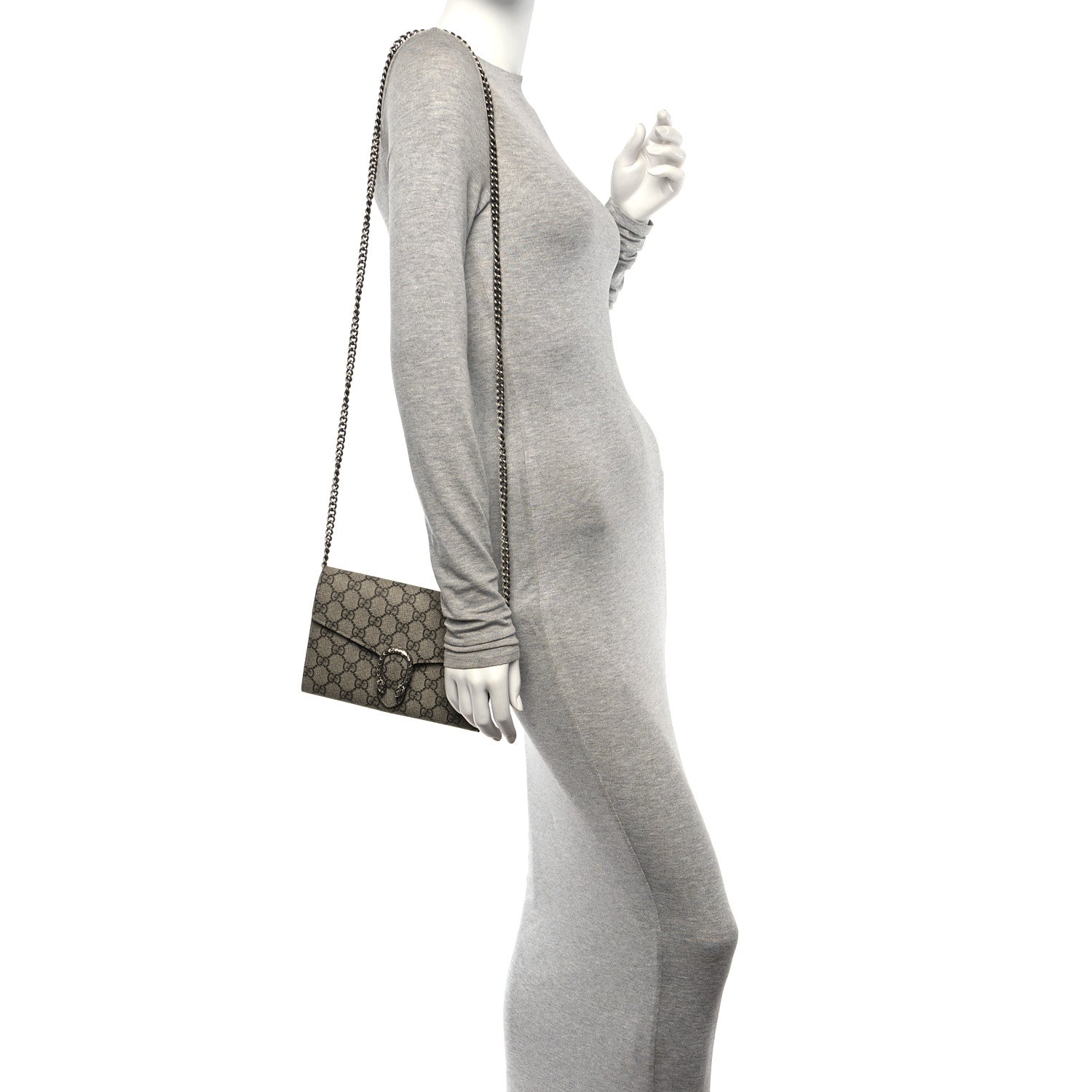 Gucci GG Supreme Monogram Mini Dionysus Chain Wallet Beige Taupe 2 of 12