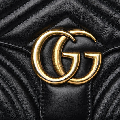 Gucci Calfskin Matelasse Sylvie Web Small GG Marmont Top Handle Shoulder Bag Black 16 of 16