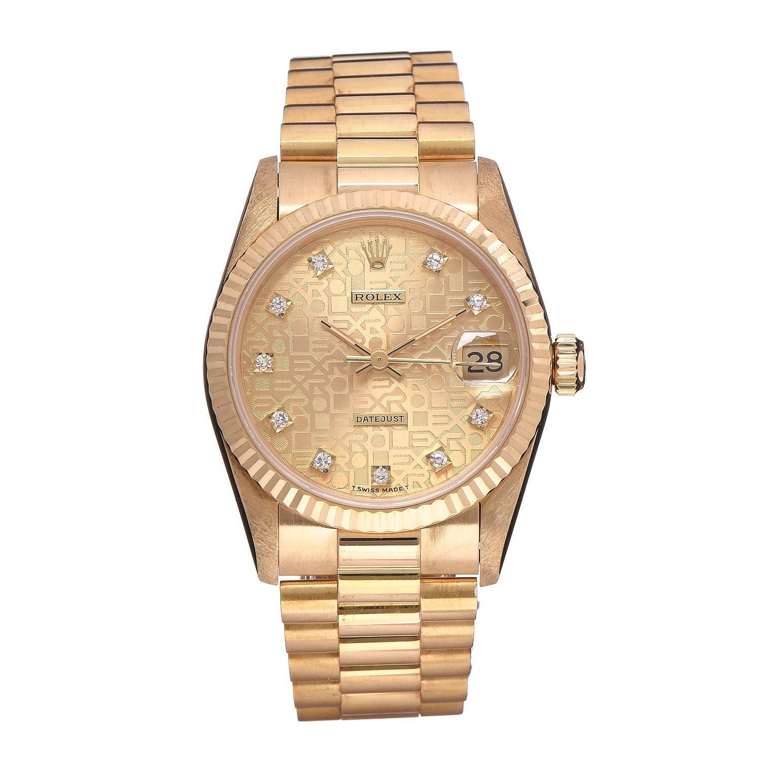Rolex 18K Yellow Gold Diamond 31mm Oyster Perpetual Datejust President Watch Champagne Jubilee 68278 1 of 7