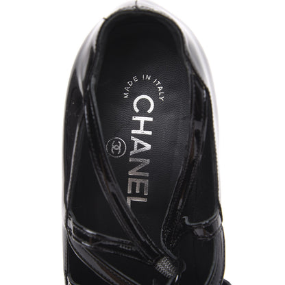 Chanel Patent Calfskin Quilted CC Strap Pumps 39 Black 7 of 9