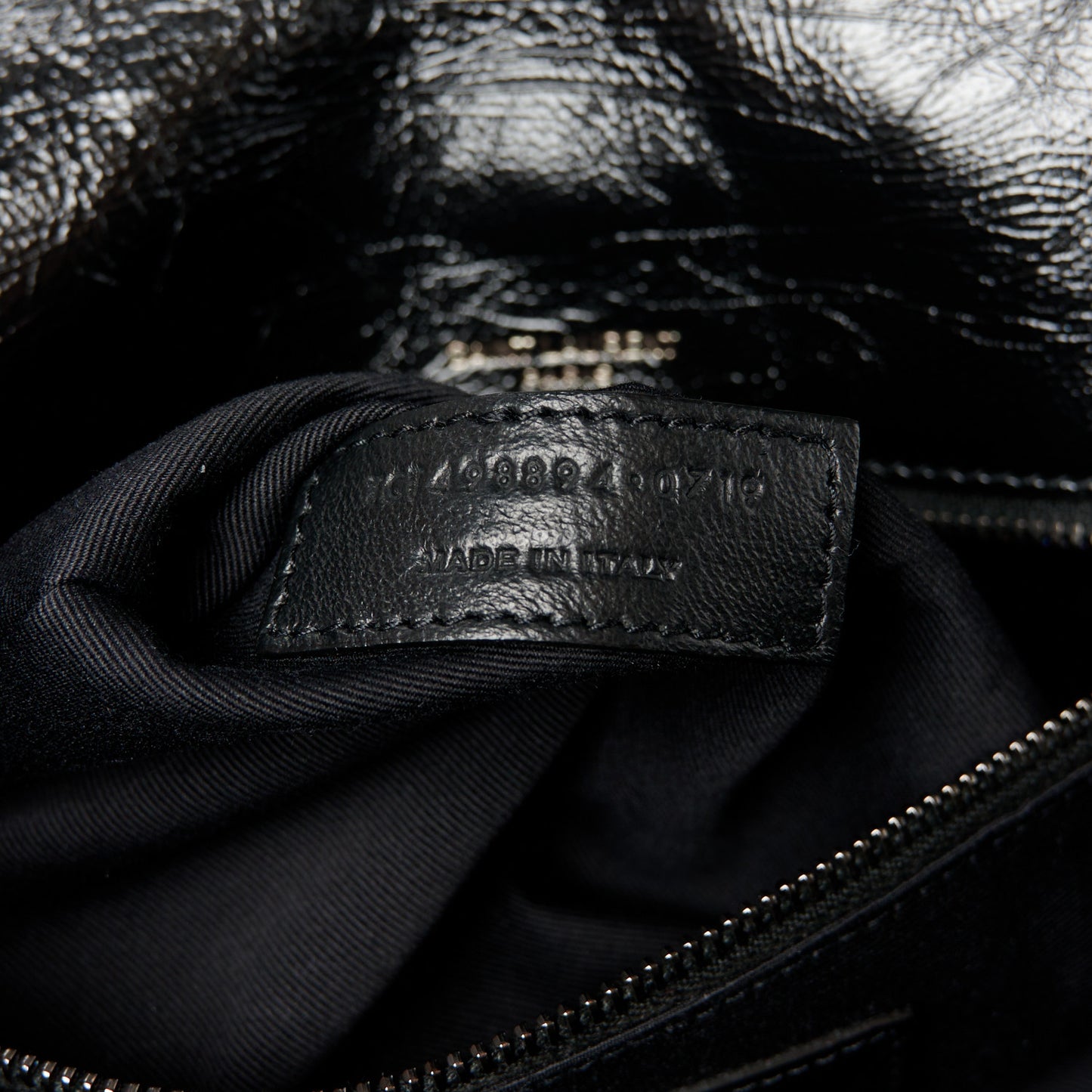 Crinkled Calfskin Matelasse Monogram Medium Niki Chain Satchel Black